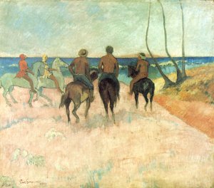 Ruiters op het strand door Paul Gauguin